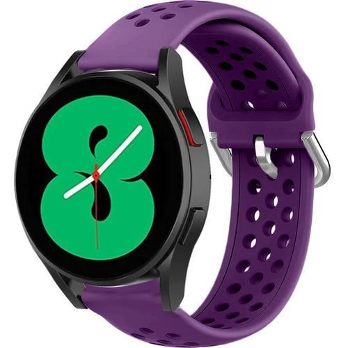 Breathable Silicone Strap, purple, on a watch, 3/4 front view