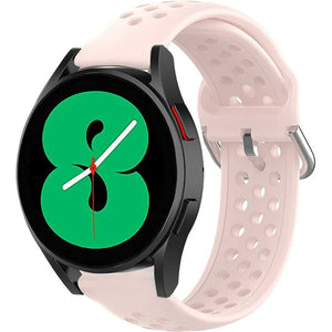 Breathable Silicone Strap, pink, on a watch, 3/4 front view