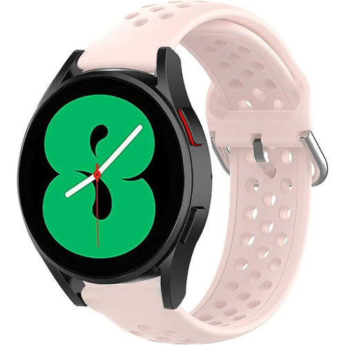 Breathable Silicone Strap, pink, on a watch, 3/4 front view