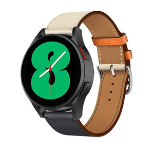 Leather Strap 'Duo', dark blue, on a watch, 3/4 front view