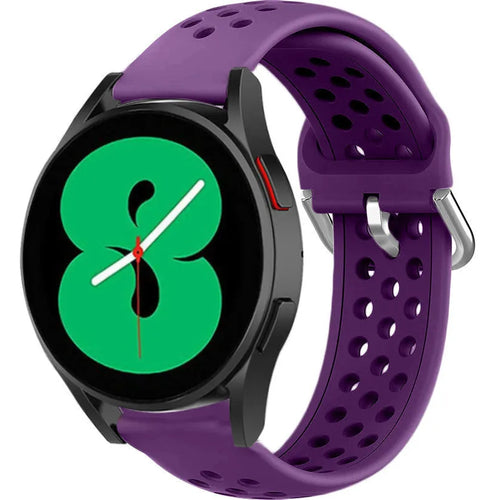 Breathable Silicone Strap, purple, on a watch, 3/4 front view