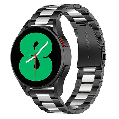 Steel Strap, black/silver, on a watch, 3/4 front view