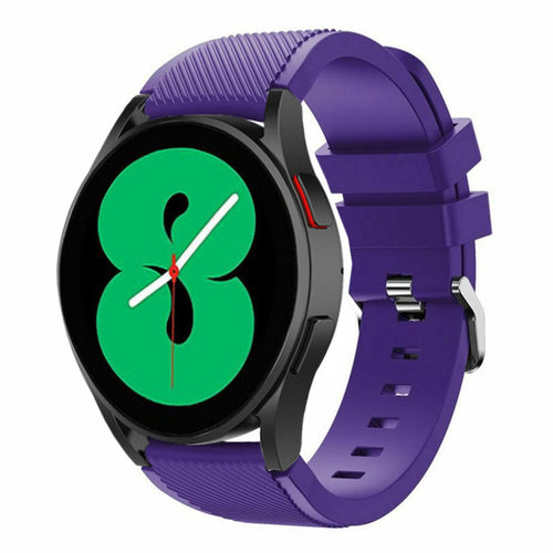Twill Silicone Strap, purple, on a watch, 3/4 front view