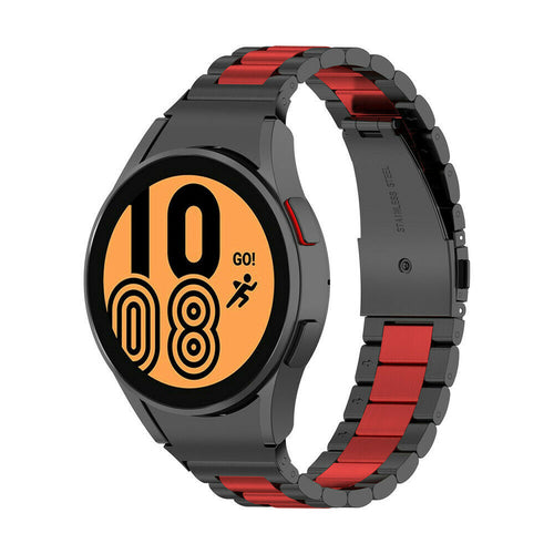 Steel Strap, black/red, on a watch, 3/4 front view