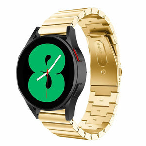 Premium Metal Strap, gold, on a watch, 3/4 front view