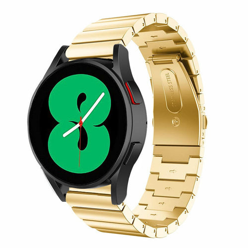 Premium Metal Strap, gold, on a watch, 3/4 front view
