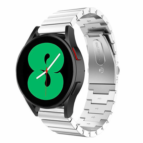 Premium Metal Strap, silver, on a watch, 3/4 front view