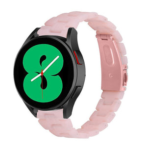 Metal Resin Strap, pink, on a watch, 3/4 front view