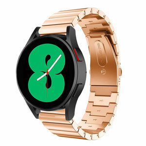 Premium Metal Strap, rose gold, on a watch, 3/4 front view