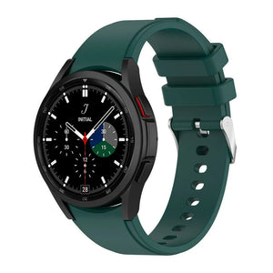 Silicone Strap 'Perfect Fit', dark green, on a watch, 3/4 front view