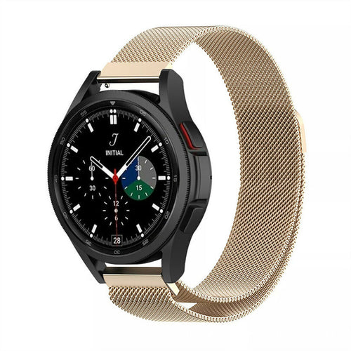 Milanese Strap, champagne, on a watch, 3/4 front view