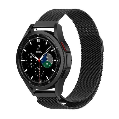 Milanese Strap, black, on a watch, 3/4 front view