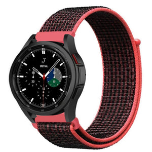 Nylon Strap, black/coral, on a watch, 3/4 front view