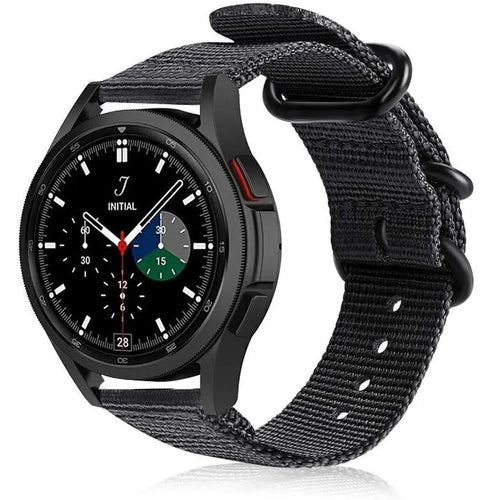 Nylon Buckle Strap, black, on a watch, 3/4 front view