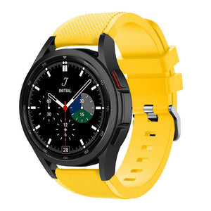 Twill Silicone Strap, yellow, on a watch, 3/4 front view