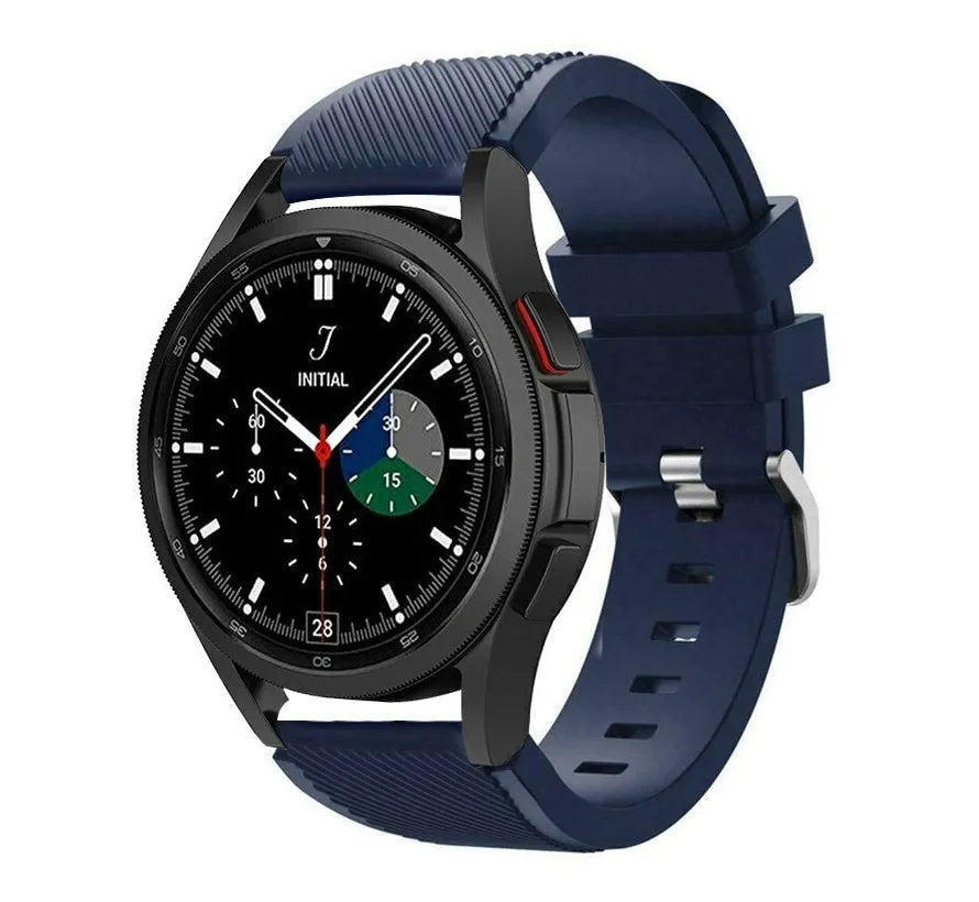 Twill Silicone Strap, dark blue, on a watch, 3/4 front view