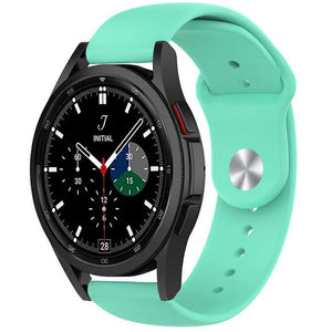 Silicone Sport Strap, aqua, on a watch, 3/4 front view