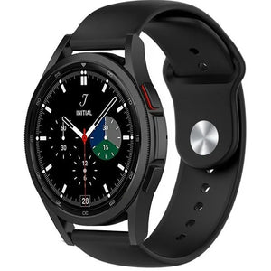 Silicone Sport Strap, black, on a watch, 3/4 front view