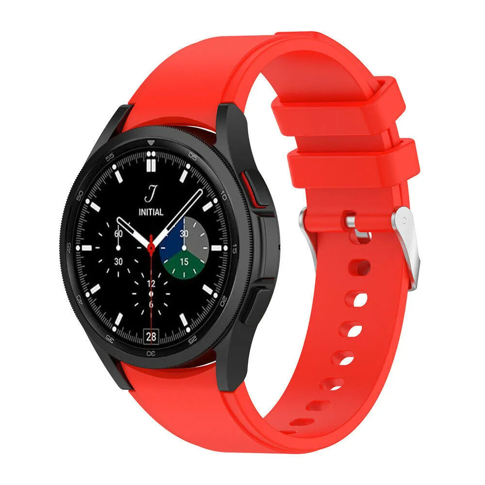 Silicone Strap 'Perfect Fit', bright red, on a watch, 3/4 front view
