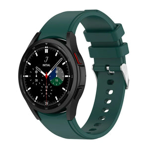 Silicone Strap 'Perfect Fit', dark green, on a watch, 3/4 front view