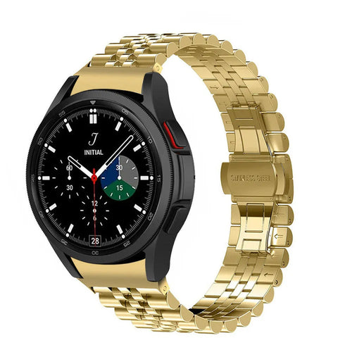 Jubilee Steel Strap, gold, on a watch, 3/4 front view