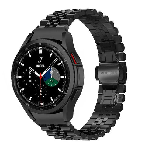 Jubilee Steel Strap, black, on a watch, 3/4 front view