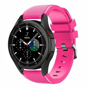 Twill Silicone Strap, bright pink, on a watch, 3/4 front view