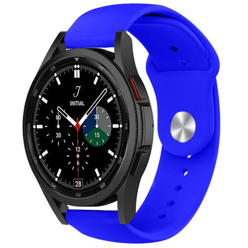 Silicone Sport Strap, blue, on a watch, 3/4 front view