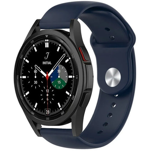 Silicone Sport Strap, dark blue, on a watch, 3/4 front view