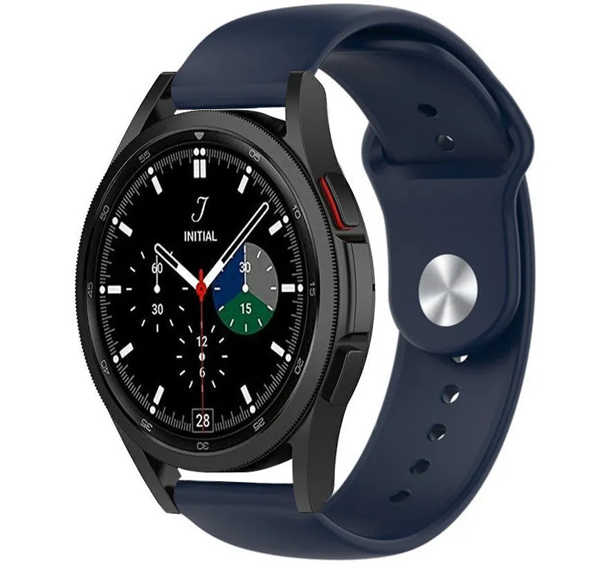 Silicone Sport Strap, dark blue, on a watch, 3/4 front view