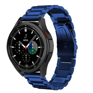 Steel Strap, blue, on a watch, 3/4 front view