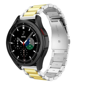 Steel Strap, silver/gold, on a watch, 3/4 front view
