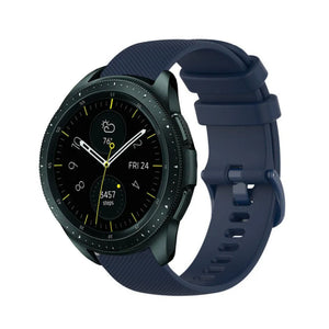 Premium Silicone Strap, dark blue, on a watch, 3/4 front view