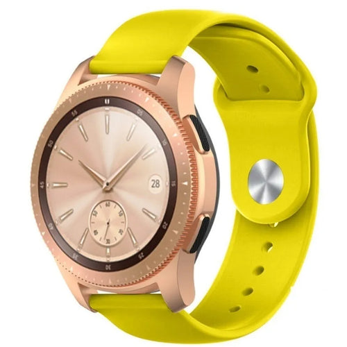 Silicone Sport Strap, yellow, on a watch, 3/4 front view