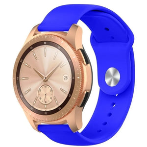 Silicone Sport Strap, blue, on a watch, 3/4 front view