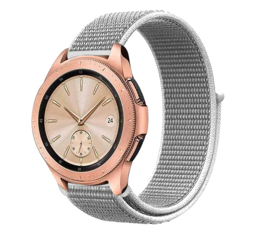 Nylon Strap, grey, on a watch, 3/4 front view