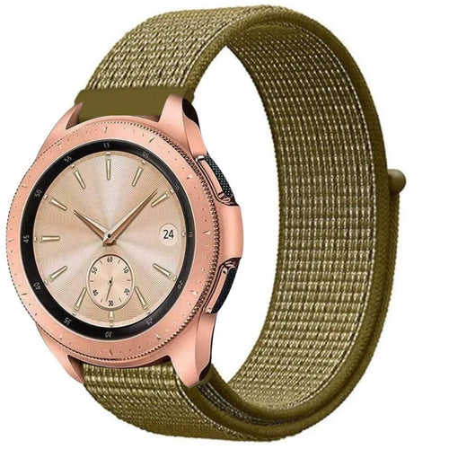 Nylon Strap, olive, on a watch, 3/4 front view