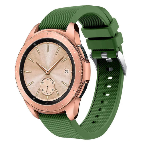 Twill Silicone Strap, army green, on a watch, 3/4 front view