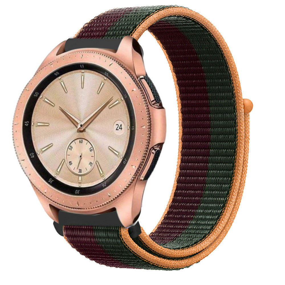 Nylon Strap, dark cherry, on a watch, 3/4 front view