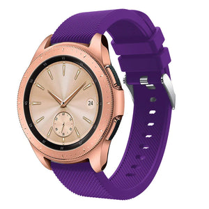 Twill Silicone Strap, purple, on a watch, 3/4 front view
