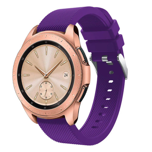 Twill Silicone Strap, purple, on a watch, 3/4 front view