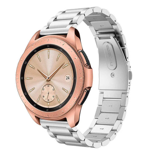 Steel Strap, silver, on a watch, 3/4 front view
