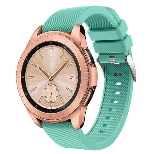 Twill Silicone Strap, aqua, on a watch, 3/4 front view
