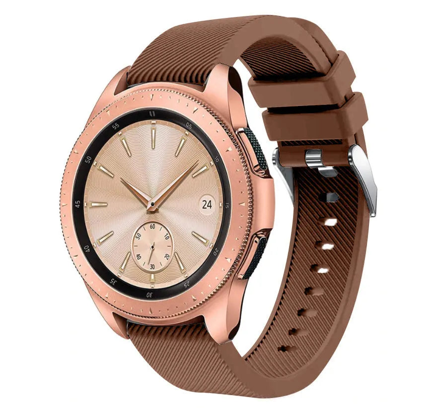 Twill Silicone Strap, brown, on a watch, 3/4 front view