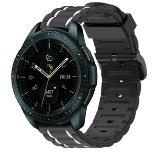 Silicone Strap 'Tough', black/white, on a watch, 3/4 front view