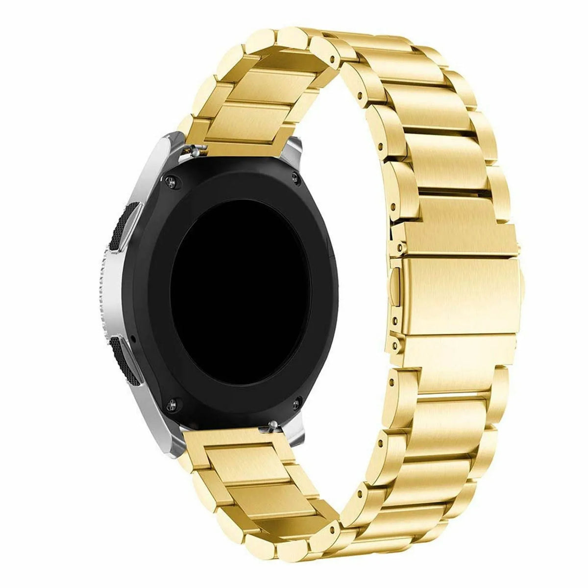 Steel Strap, gold, on a watch, 3/4 front view
