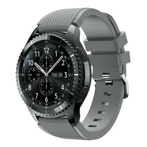 Twill Silicone Strap, grey, on a watch, 3/4 front view