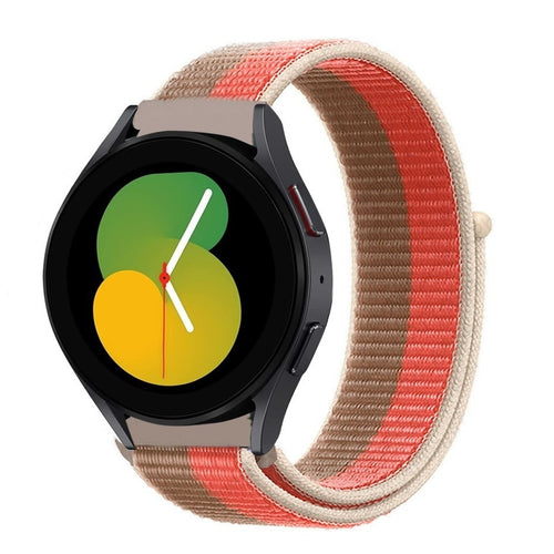 Nylon Strap, pink pomelo, on a watch, 3/4 front view