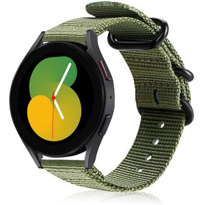 Nylon Buckle Strap, green, on a watch, 3/4 front view