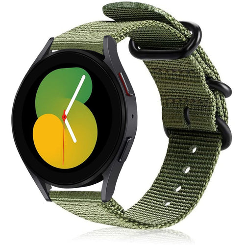 Nylon Buckle Strap, green, on a watch, 3/4 front view